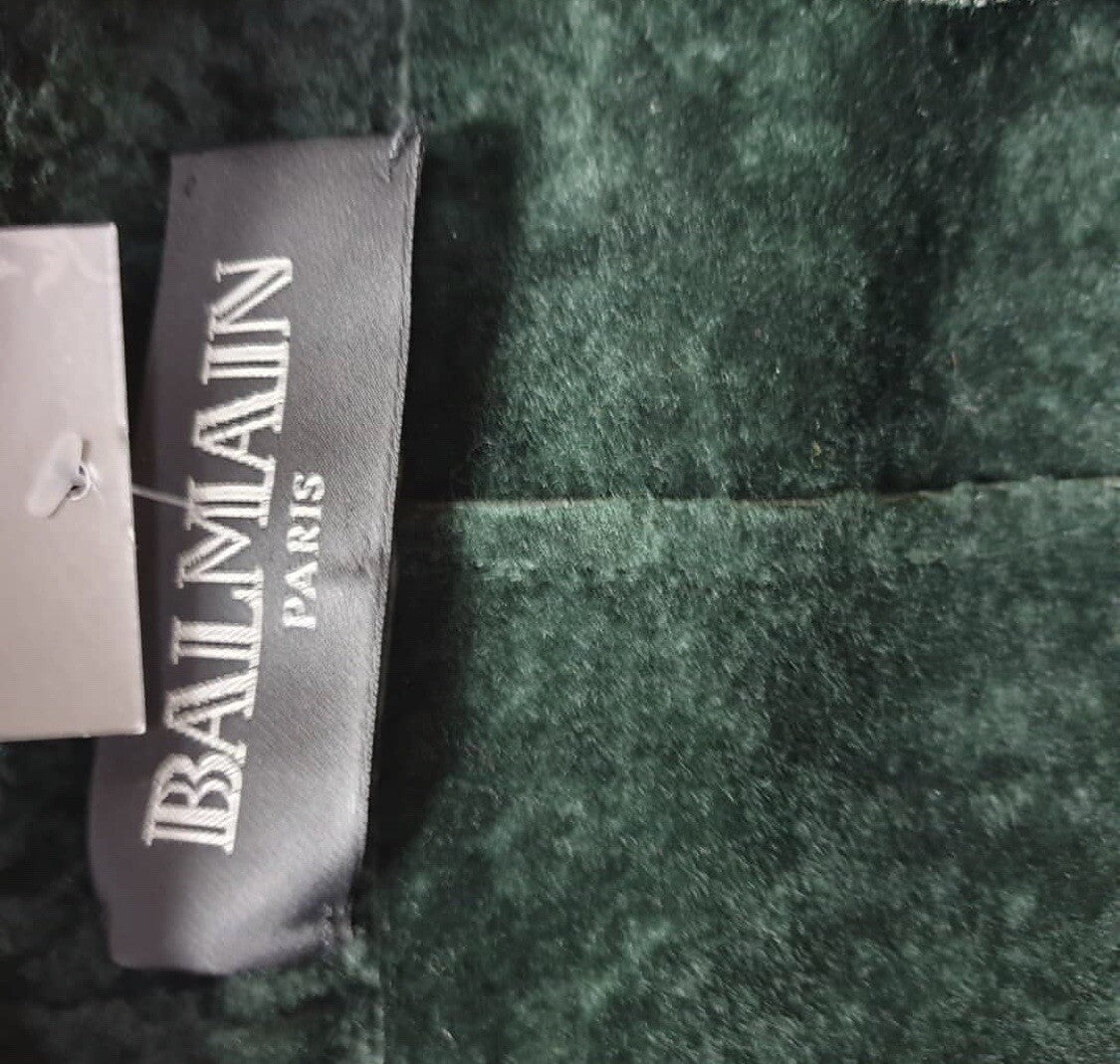 Balmain Green Women's Shearling Biker Style Jacket Jacket Sz.38