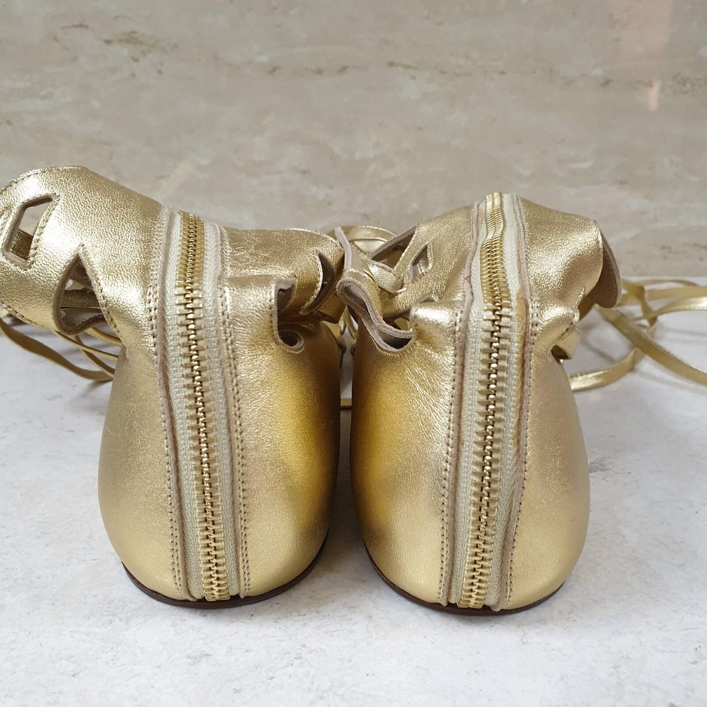 Chanel Gold Gladiator Sandals  Sz.38