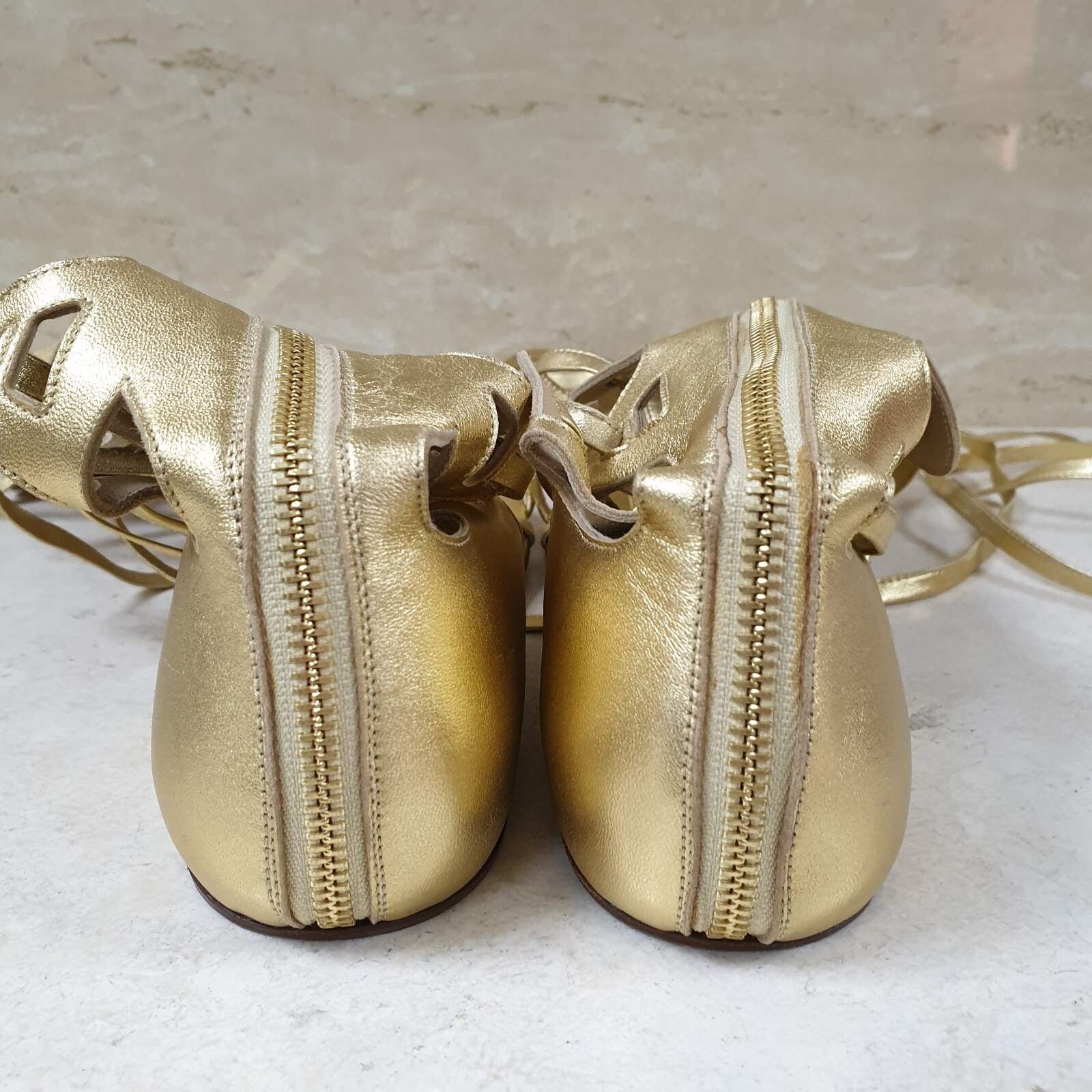 Chanel Gold Gladiator Sandals  Sz.38