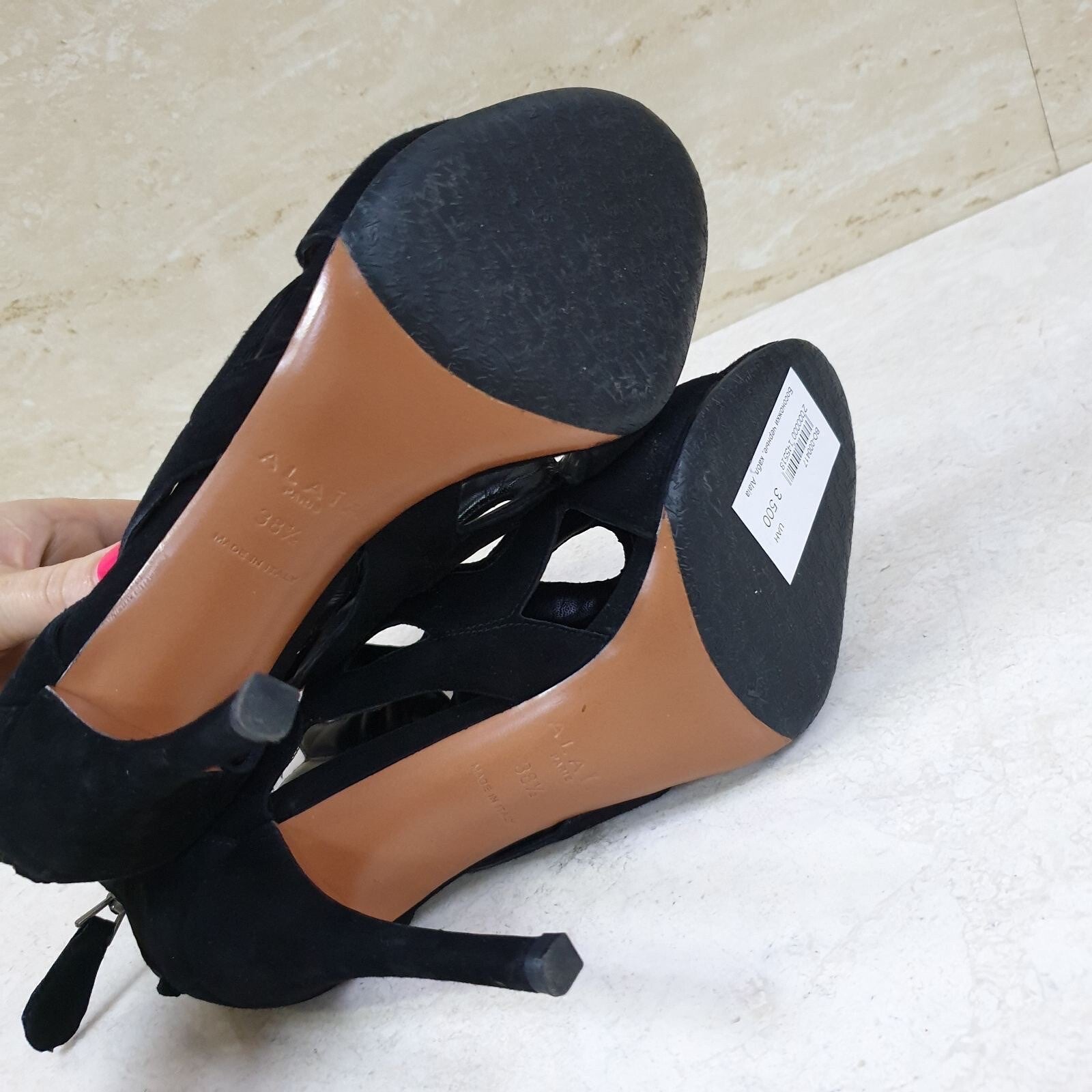 Alaia Black Suede Sandals Heels Sz.38.5