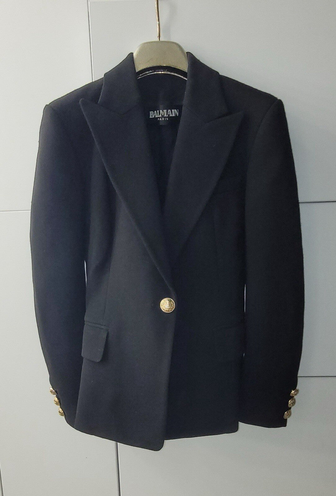 BALMAIN Black Wool one-button wool blazer Sz.38