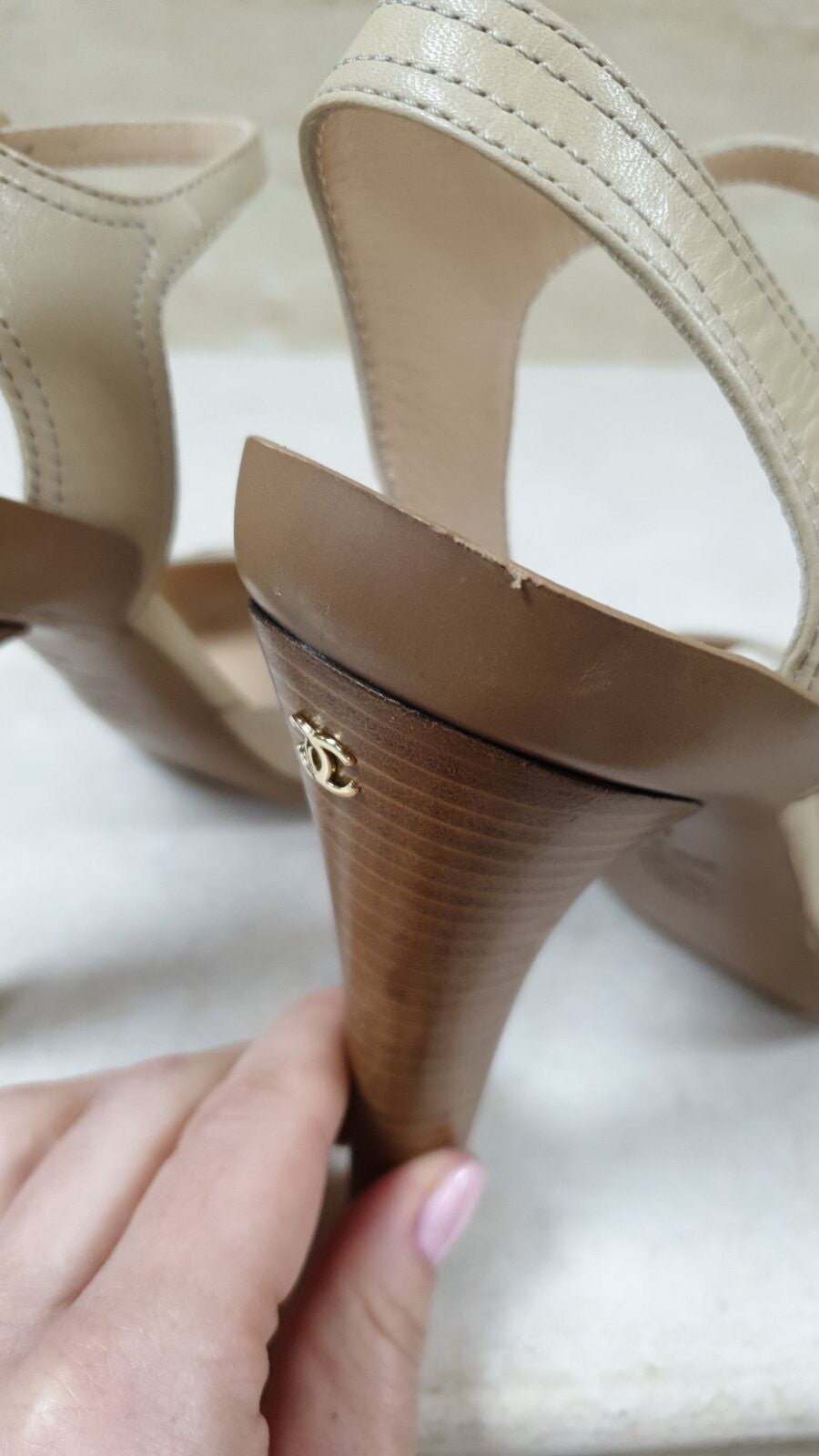 Chanel Beige Brown Slingback Sandal sz.40