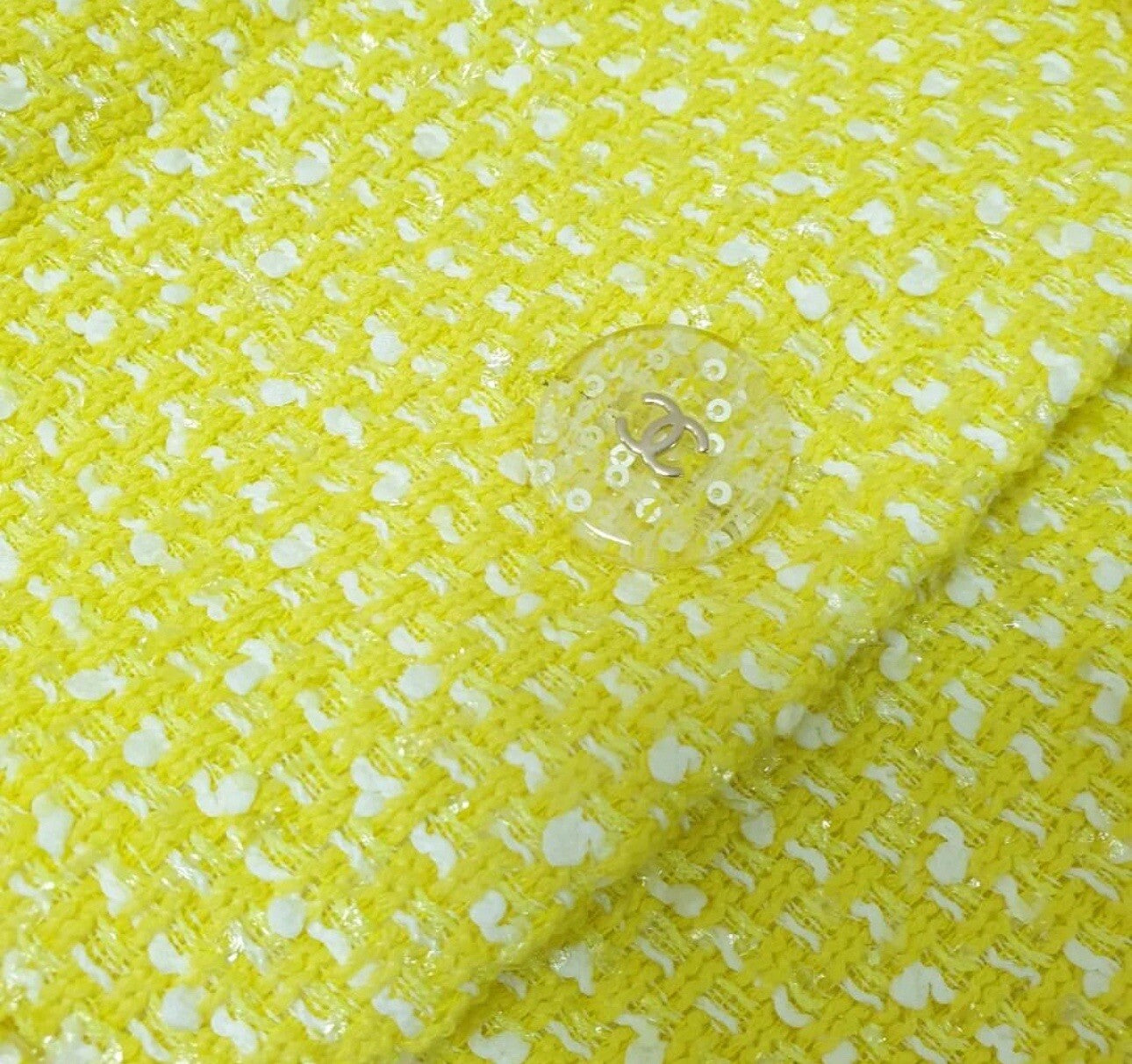 NWOT Chanel 19S Yellow Tweed Jacket Sz.38