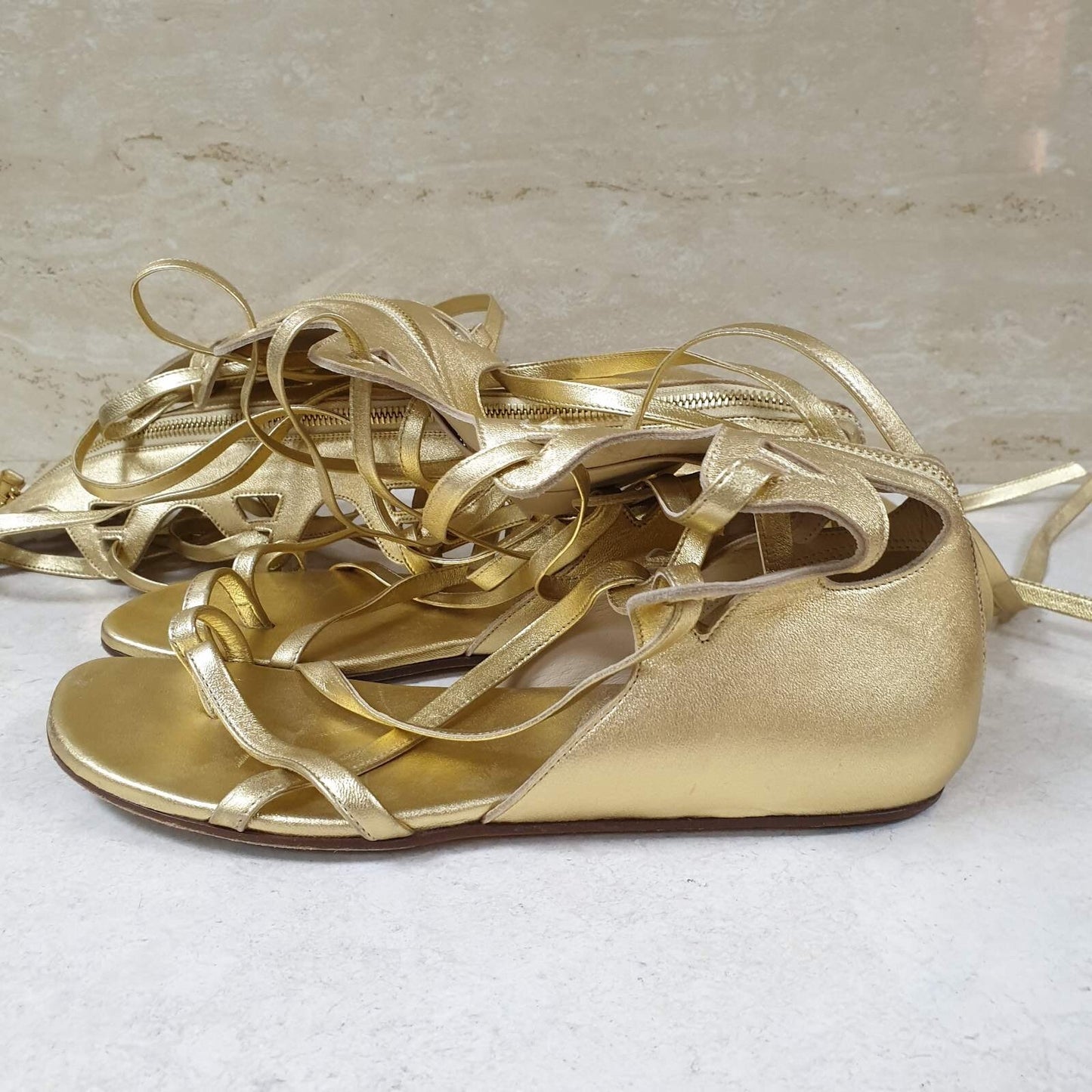 Chanel Gold Gladiator Sandals  Sz.38