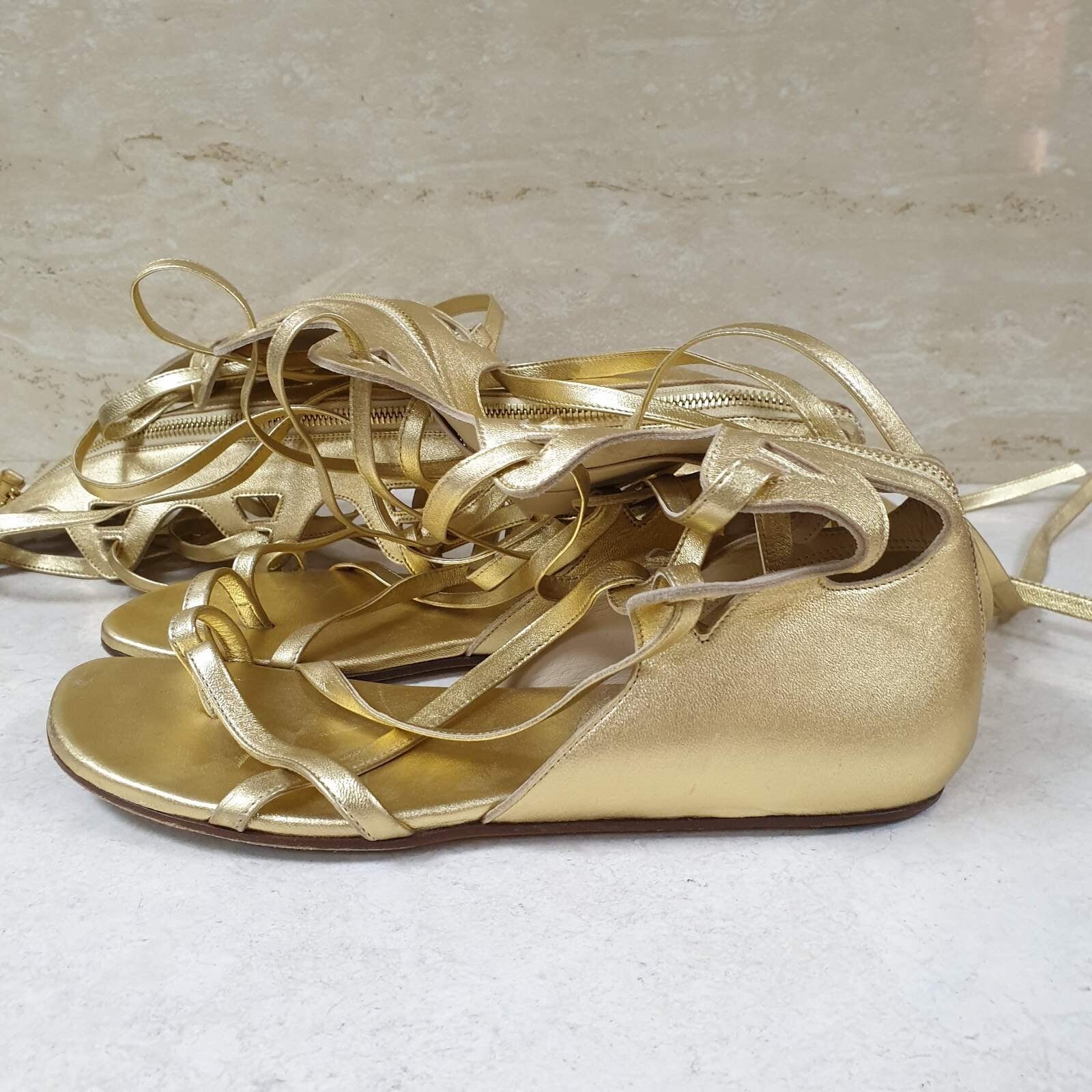 Chanel Gold Gladiator Sandals  Sz.38