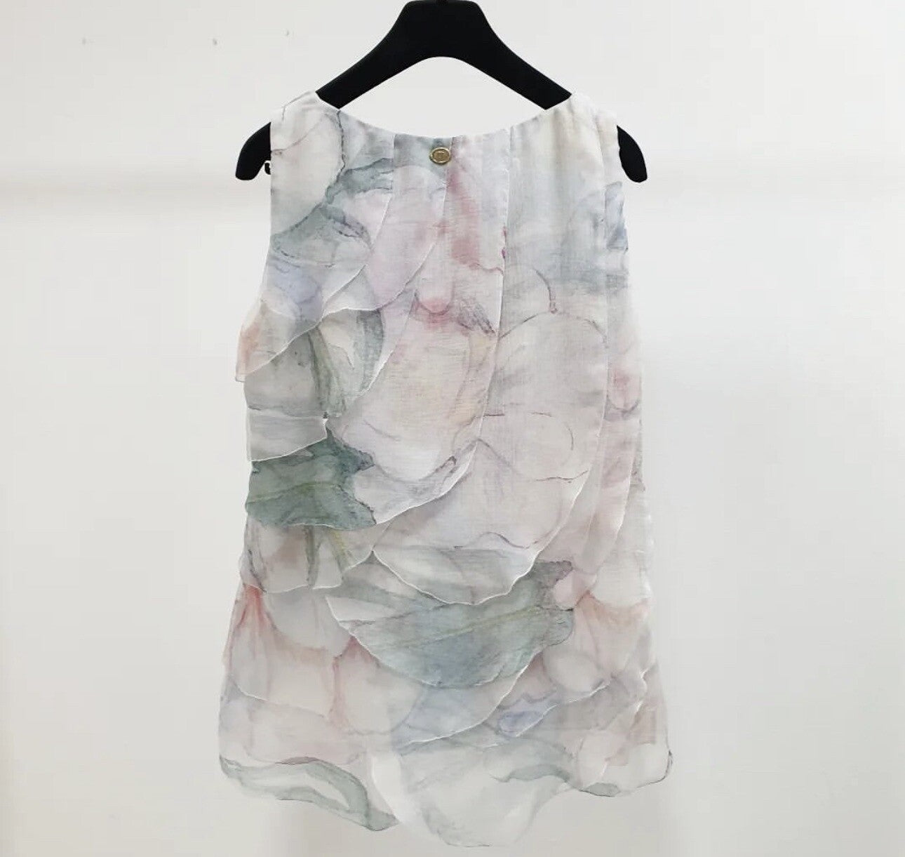 Chanel Multicolor Floral Print Ruffle Silk Blouse Sz.40