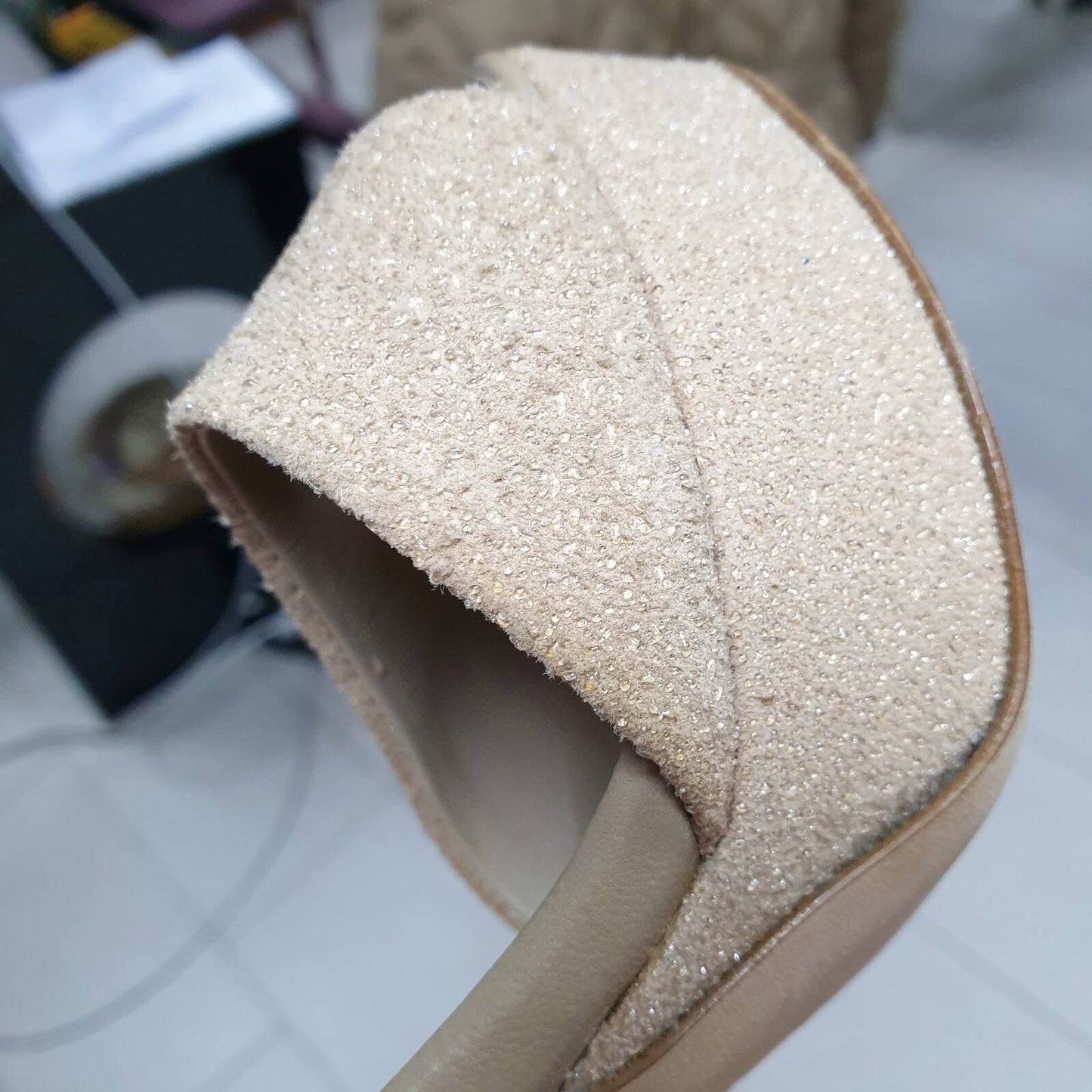 CHANEL 2012 BEIGE SAND CORAL HEEL SANDALS  Sz.37