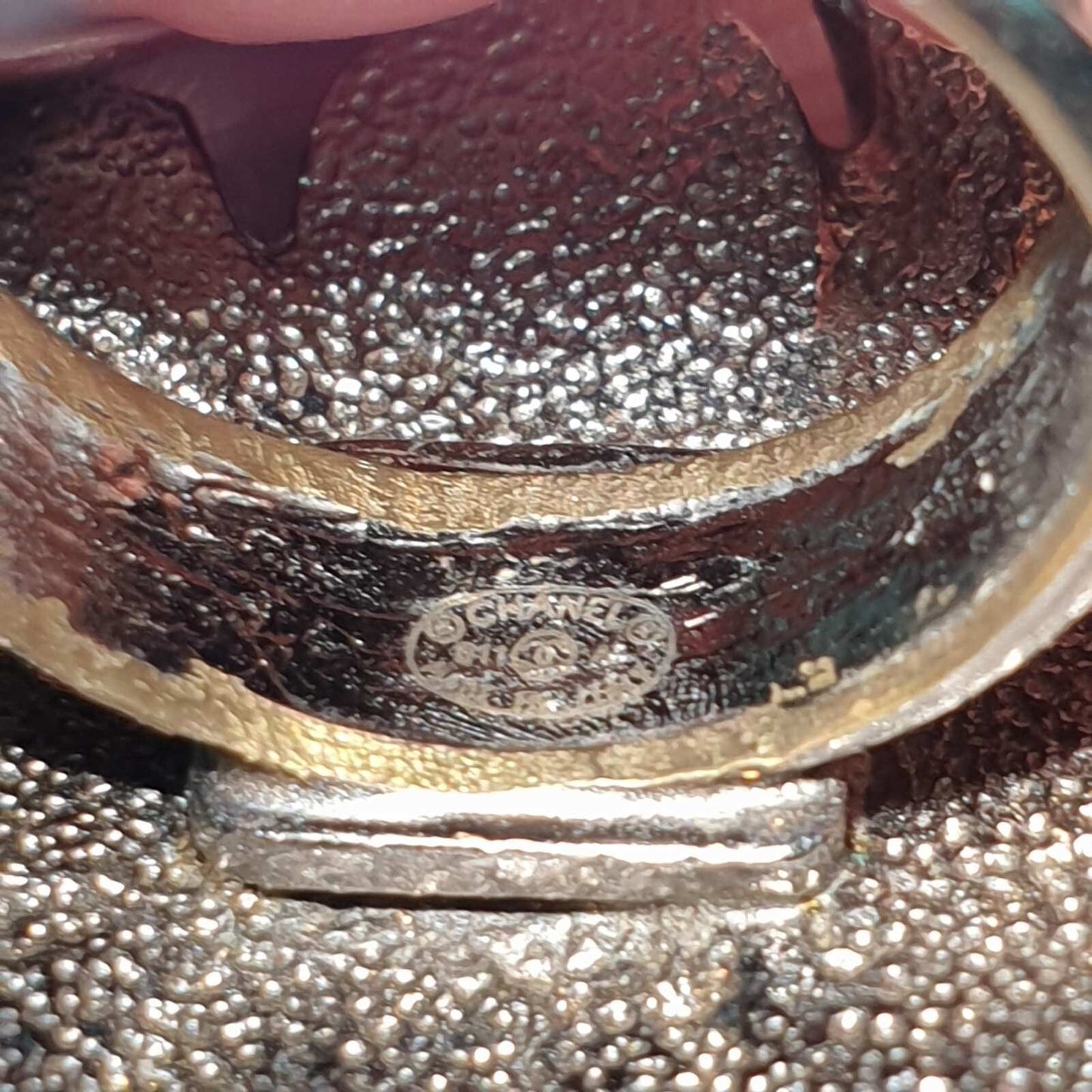 Chanel Metal and Brown Enamel CC Ring