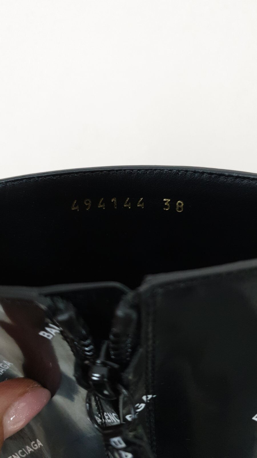 Balenciaga Knife Black Patent Leather Logo Print Booties  Sz.38