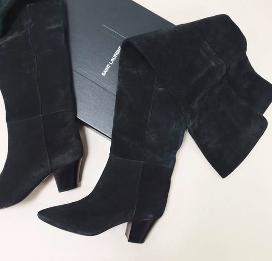 Saint Laurent Black Suede Boots Sz.38