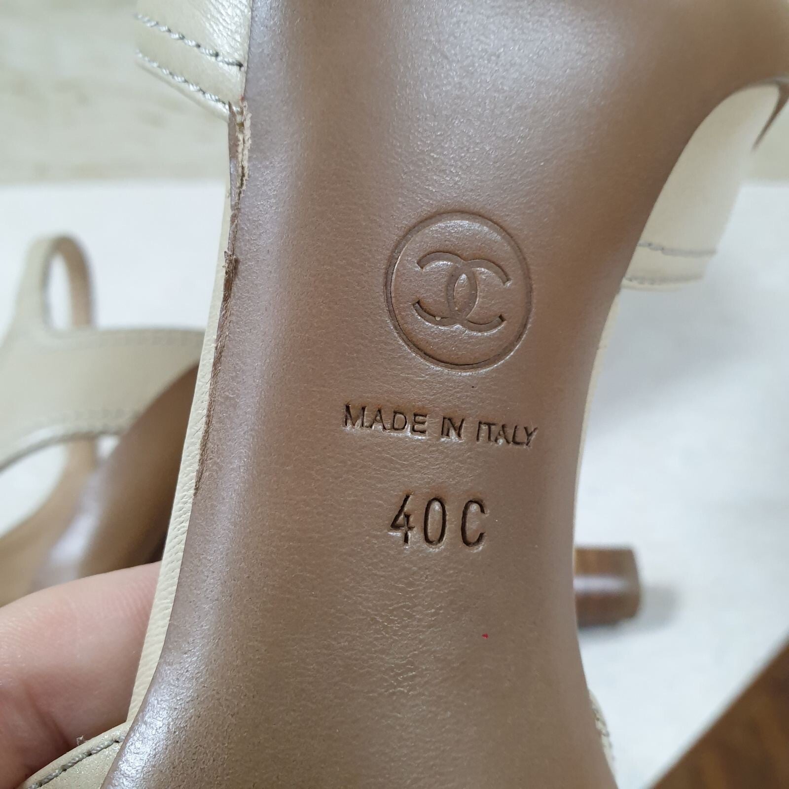 Chanel Beige Brown Slingback Sandal sz.40