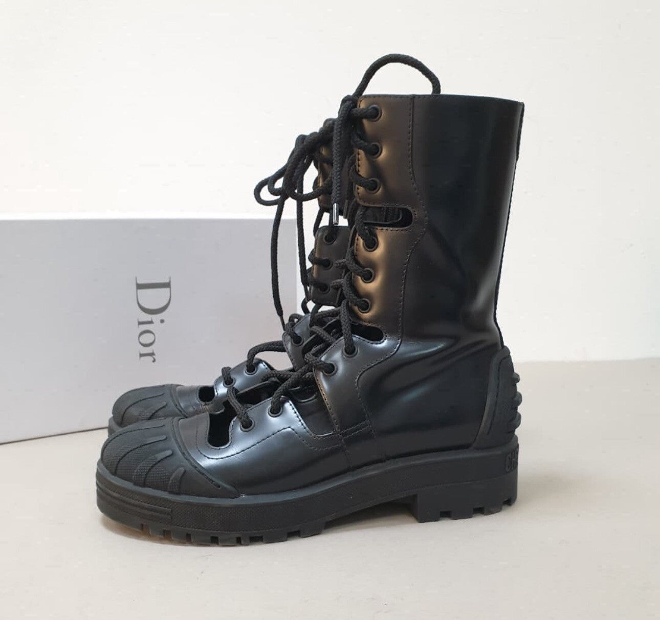 Dior Black Leather Combat Boots sz. 38