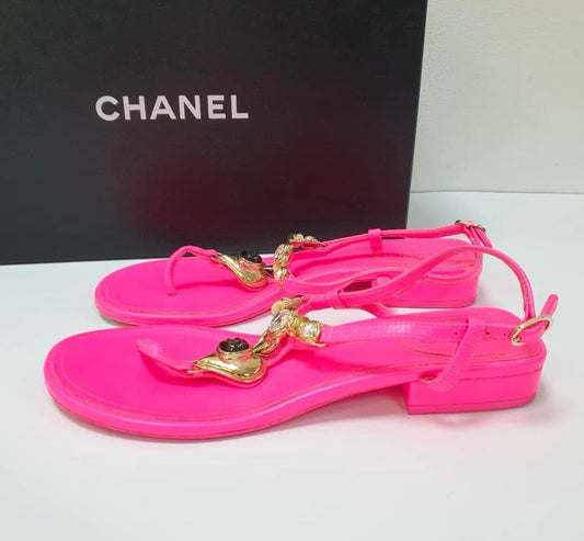 Chanel 2024 Hot Pink Thong Sandals  Sz.37,5
