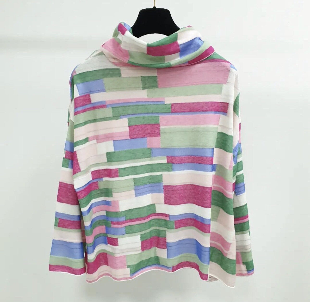 Chanel Multicolor Abstract Printed Knit Turtleneck Top Sz.40