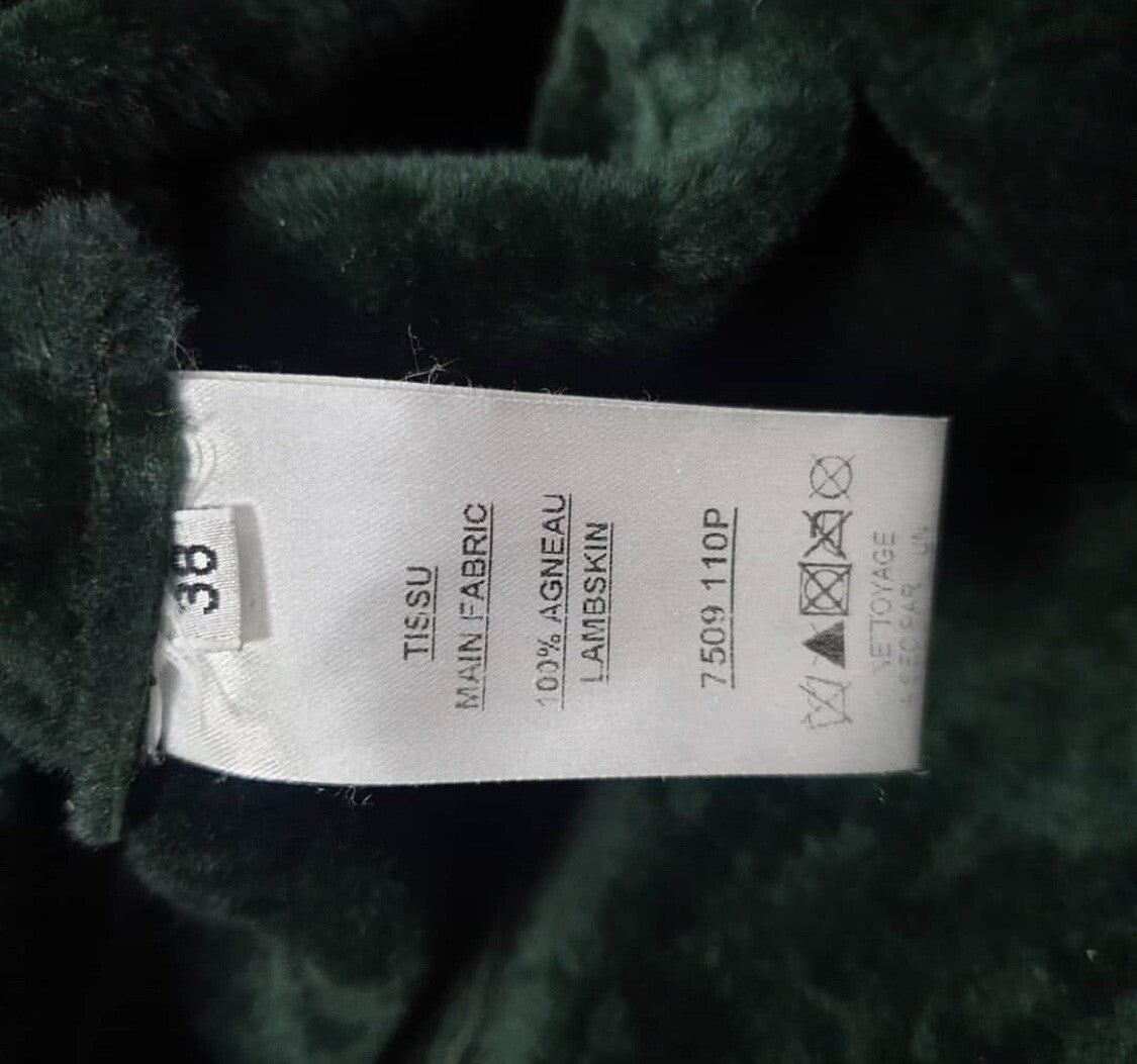 Balmain Green Women's Shearling Biker Style Jacket Jacket Sz.38