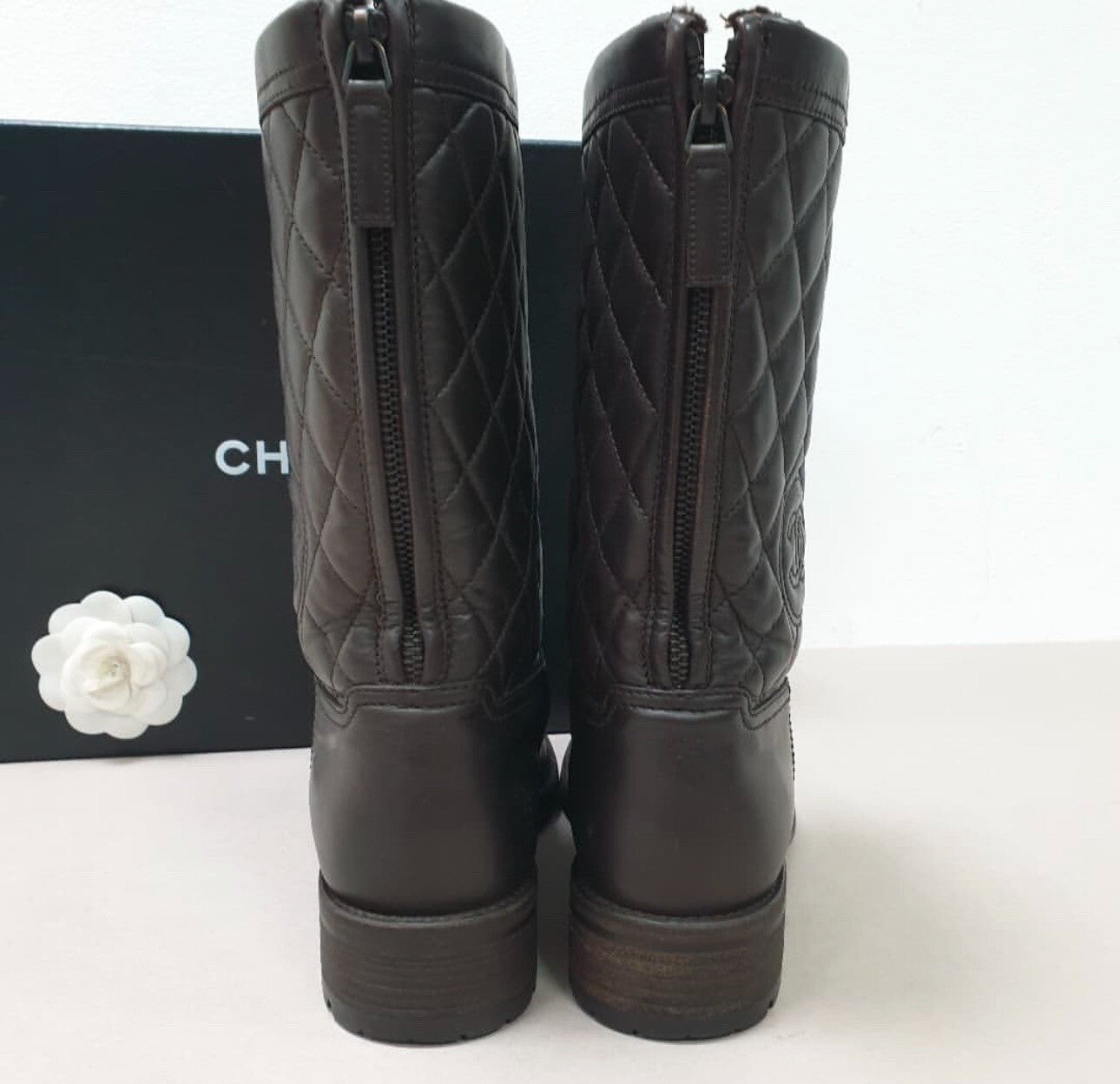 Chanel Brown Leather Boots Sz. 38