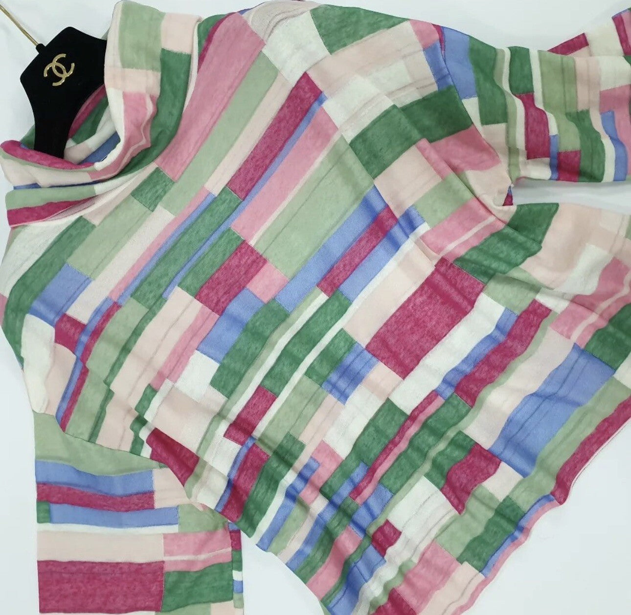 Chanel Multicolor Abstract Printed Knit Turtleneck Top Sz.40