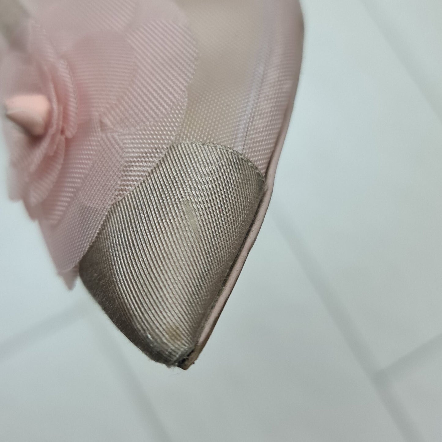 Chanel Pink Mesh and Grosgrain Flower Cap Toe Short Booties sz.38