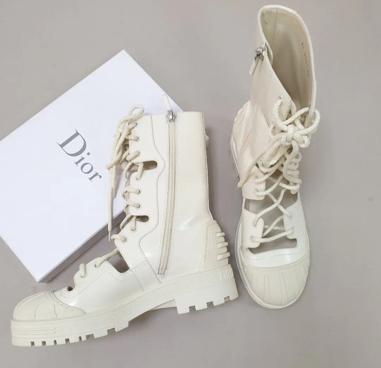 Dior White Iron Leather Tall Boots sz. 38