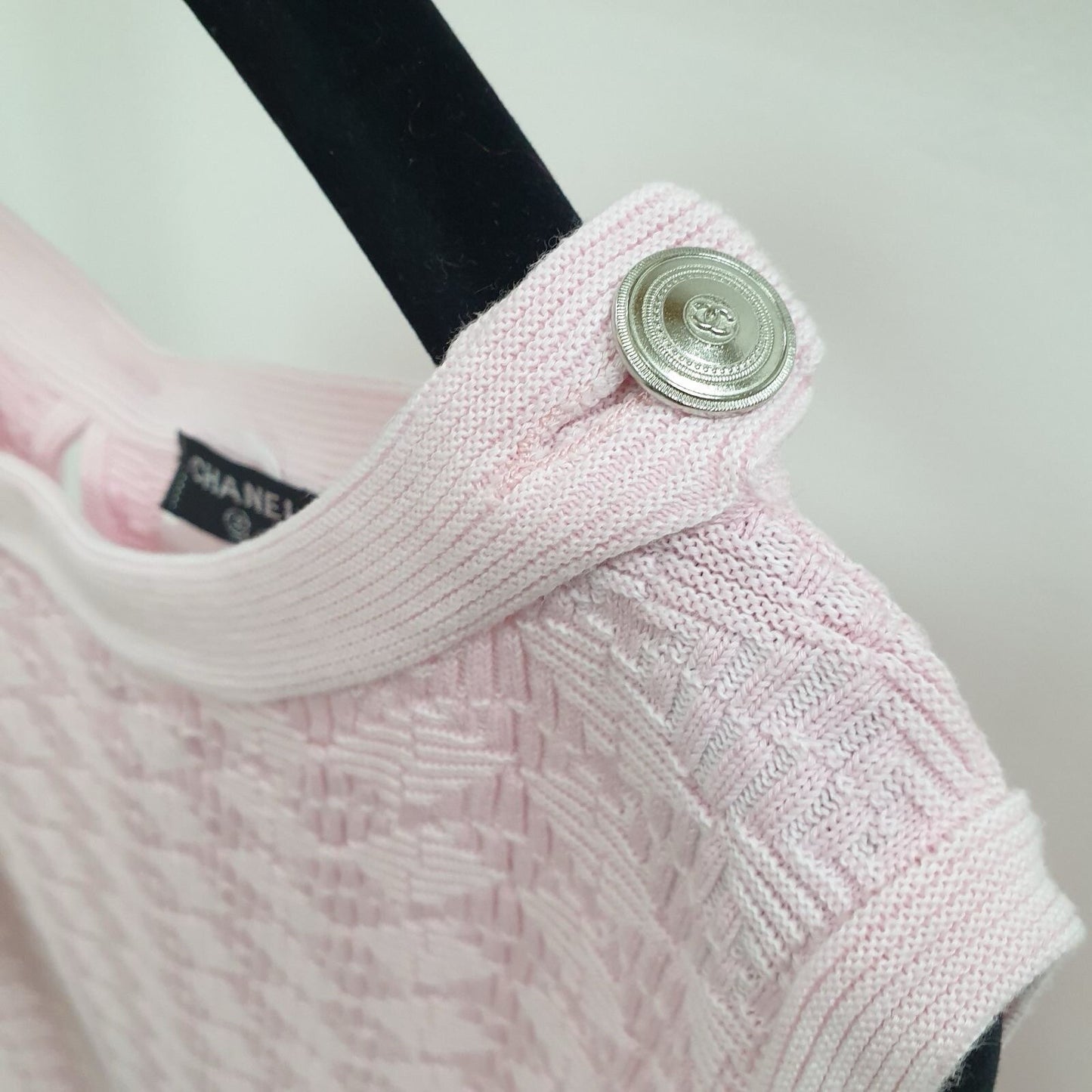 CHANEL 2014 Pink Cotton Dress Cardigan Suit Set  Sz.44-46