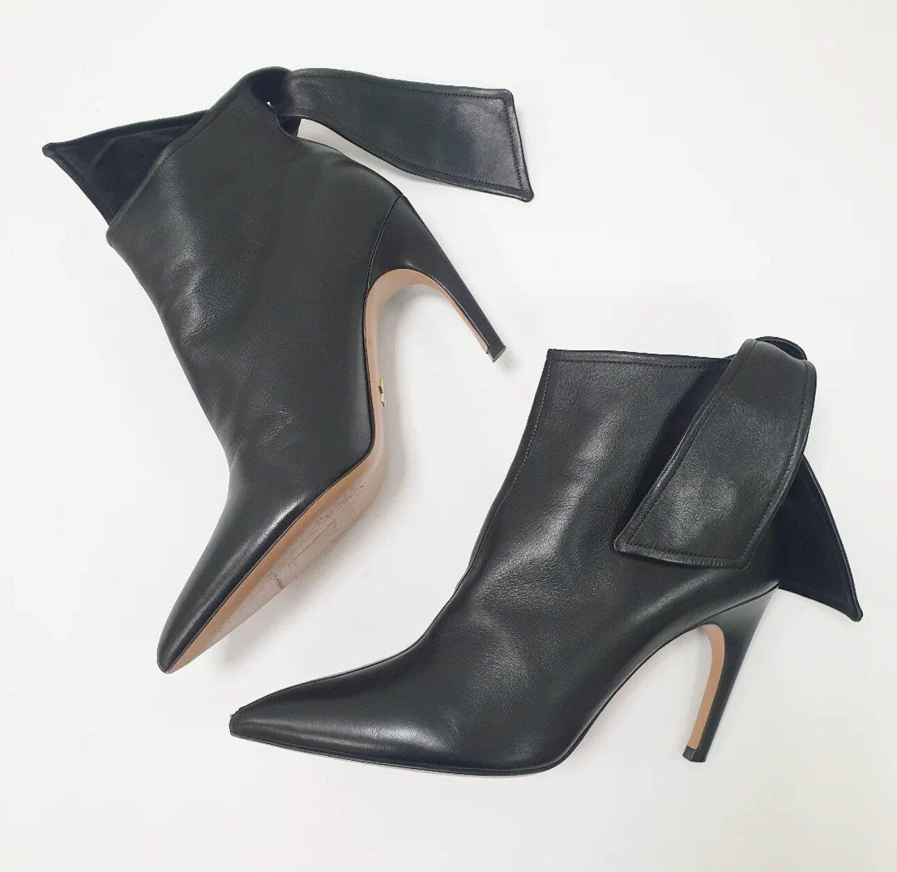 Christian Dior Black Leather Ties Heels Booties sz.39