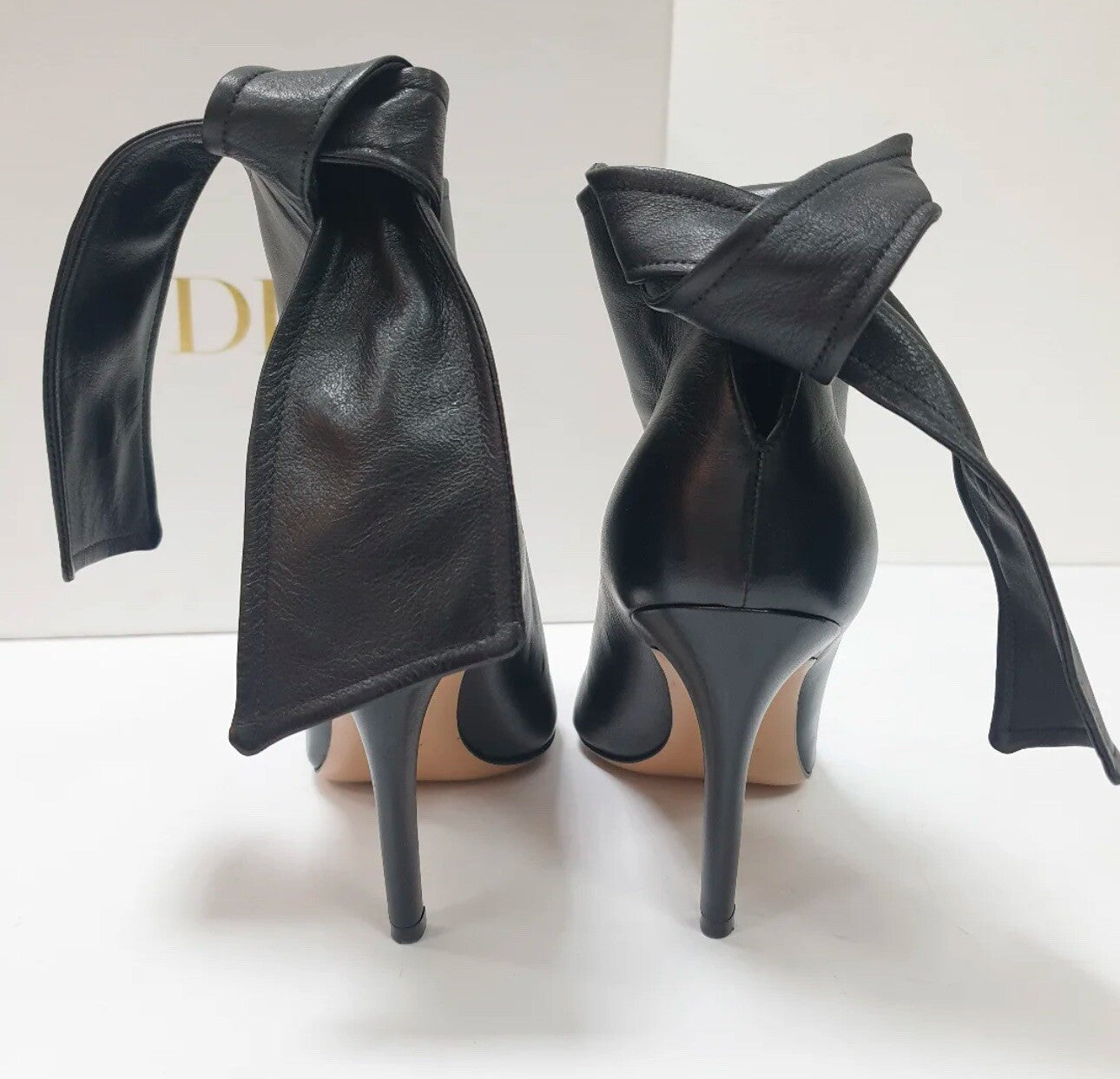 Christian Dior Black Leather Ties Heels Booties sz.39