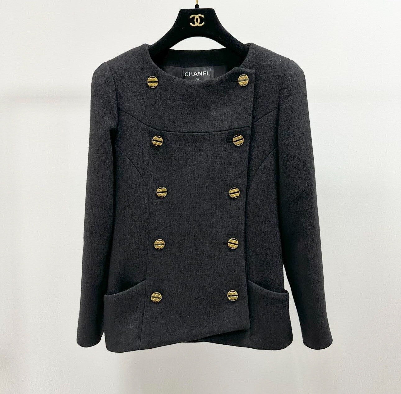 NWOT CHANEL 19A Black Wool Jacket Blazer  Sz.38