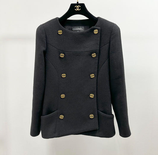 NWOT CHANEL 19A Black Wool Jacket Blazer  Sz.38