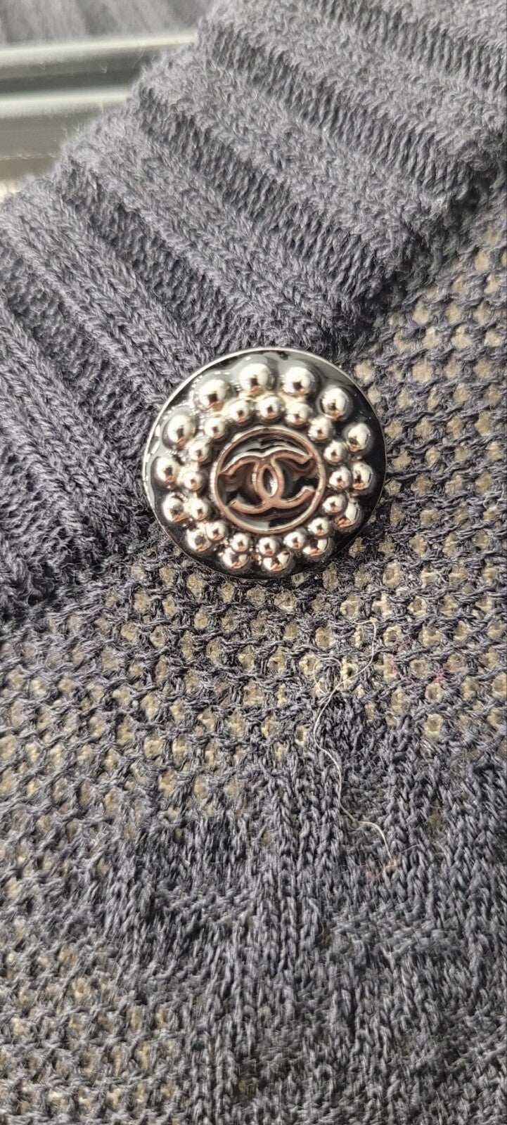 Chanel Black Knit Short Sleeve CC Button Mini Dress Sz.40