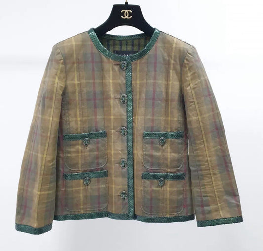 Chanel Paris-Edinburgh Python-Trimmed Jacket Sz.38