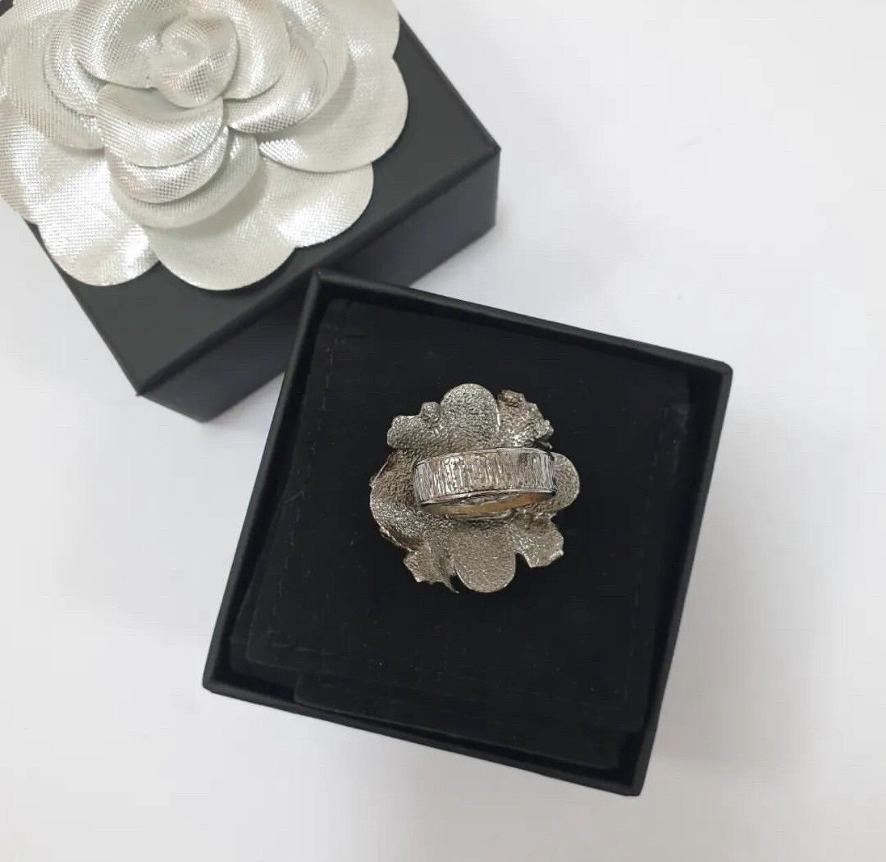 Chanel Metal and Brown Enamel CC Ring