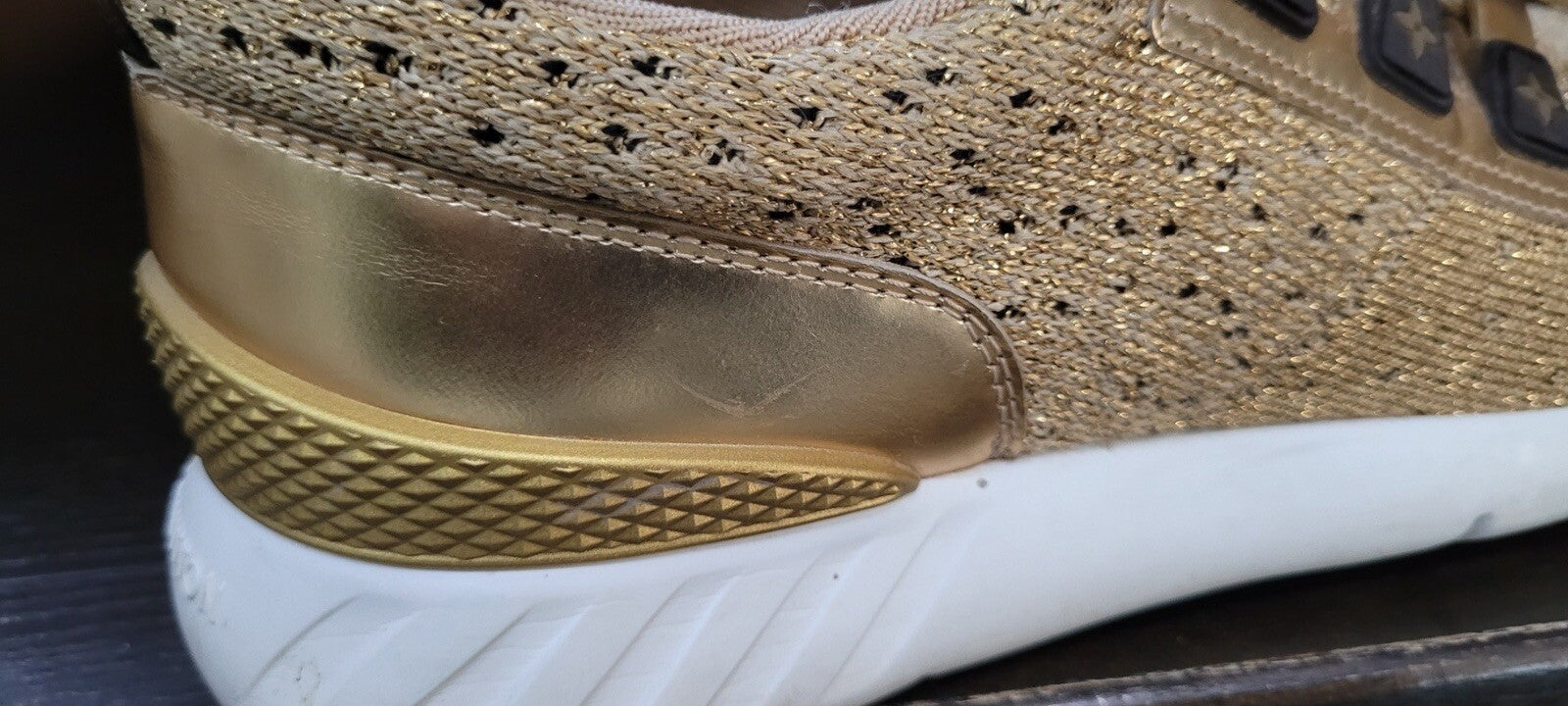 Louis Vuitton Gold Knit Fabric Leather Aftergame Sneakers Sz.40