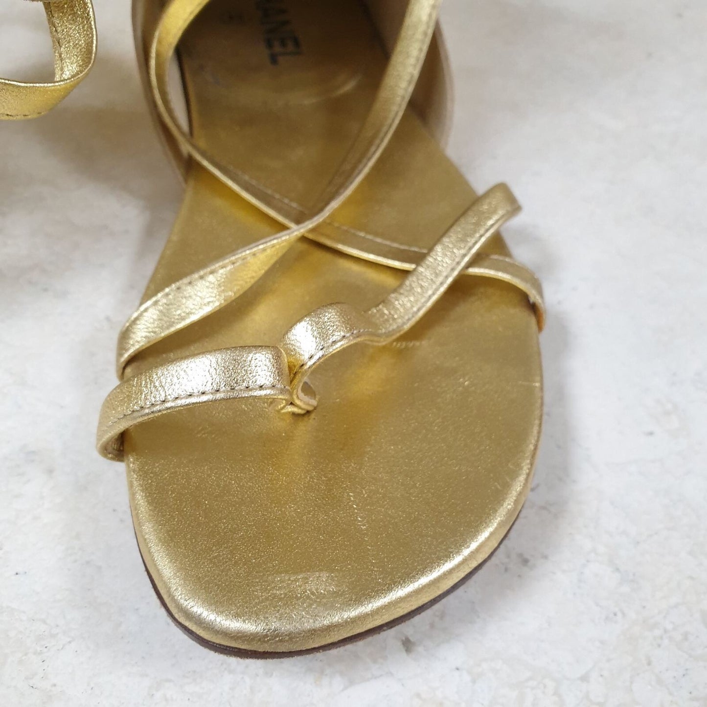 Chanel Gold Gladiator Sandals  Sz.38