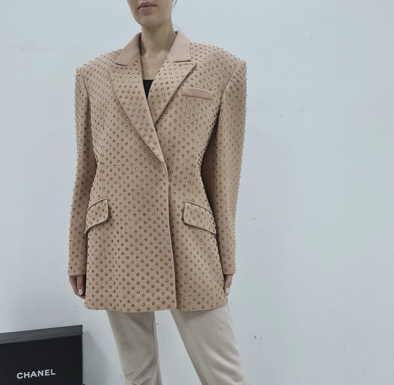 David Koma Crystal Embroidered Oversized Jacket Sz.S