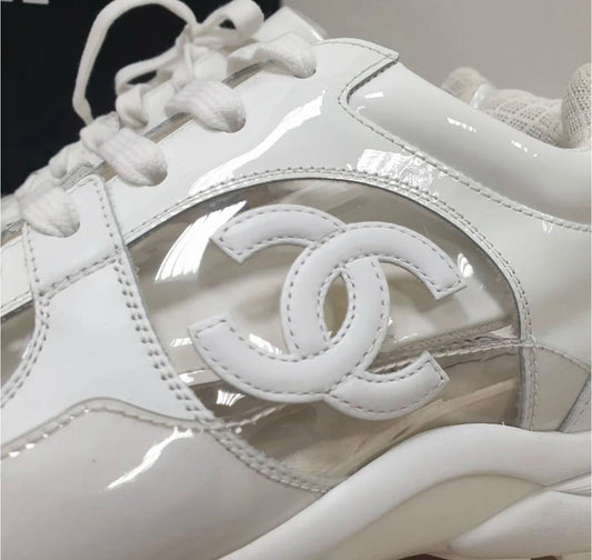 NWB Chanel 2018 White CC Low-Top Sneakers Trainers Shoes  Sz.40