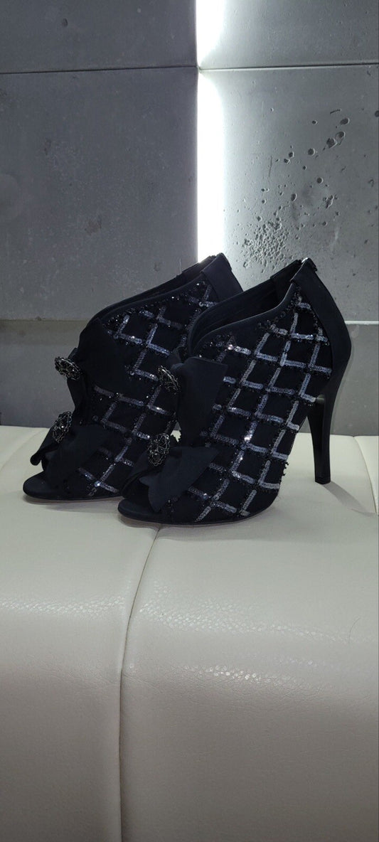 Chanel Multicolor Textile Open Boots Booties Sz.40