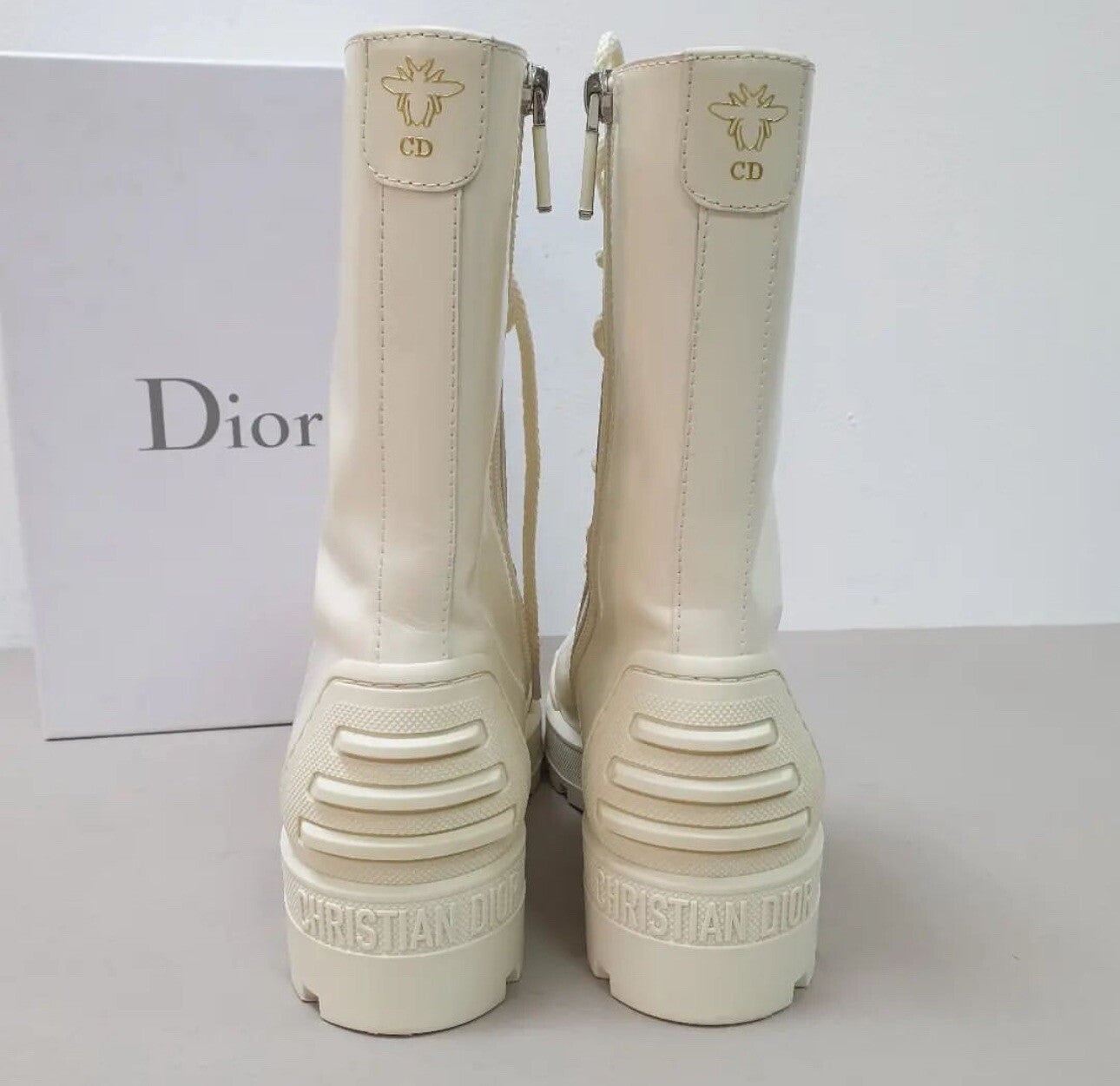 Dior White Iron Leather Tall Boots sz. 38