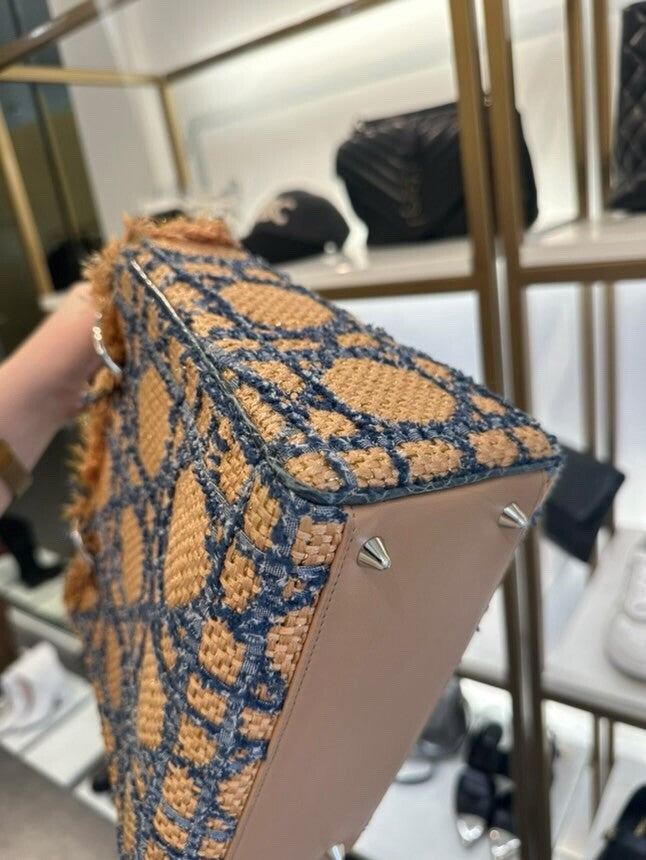 Dior Lady Dior Medium Tweed  Crocodile Handle Bag