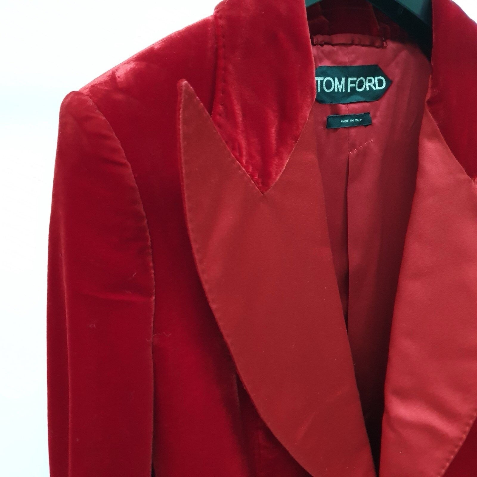 TOM FORD Shelton Shawl Collar Velvet Red Sport Coat Tuxedo Dinner Jacket Sz.38