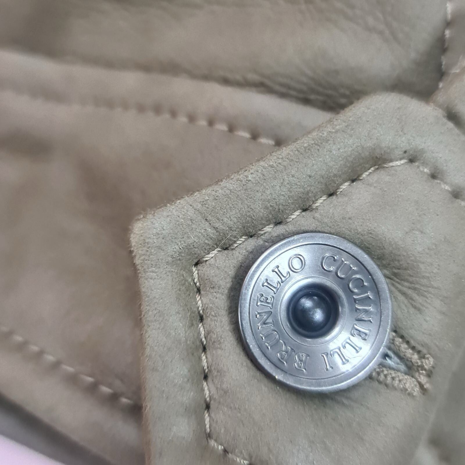 Brunello Cucinelli  Brown Grey Shearling Leather Jacket Sz.38