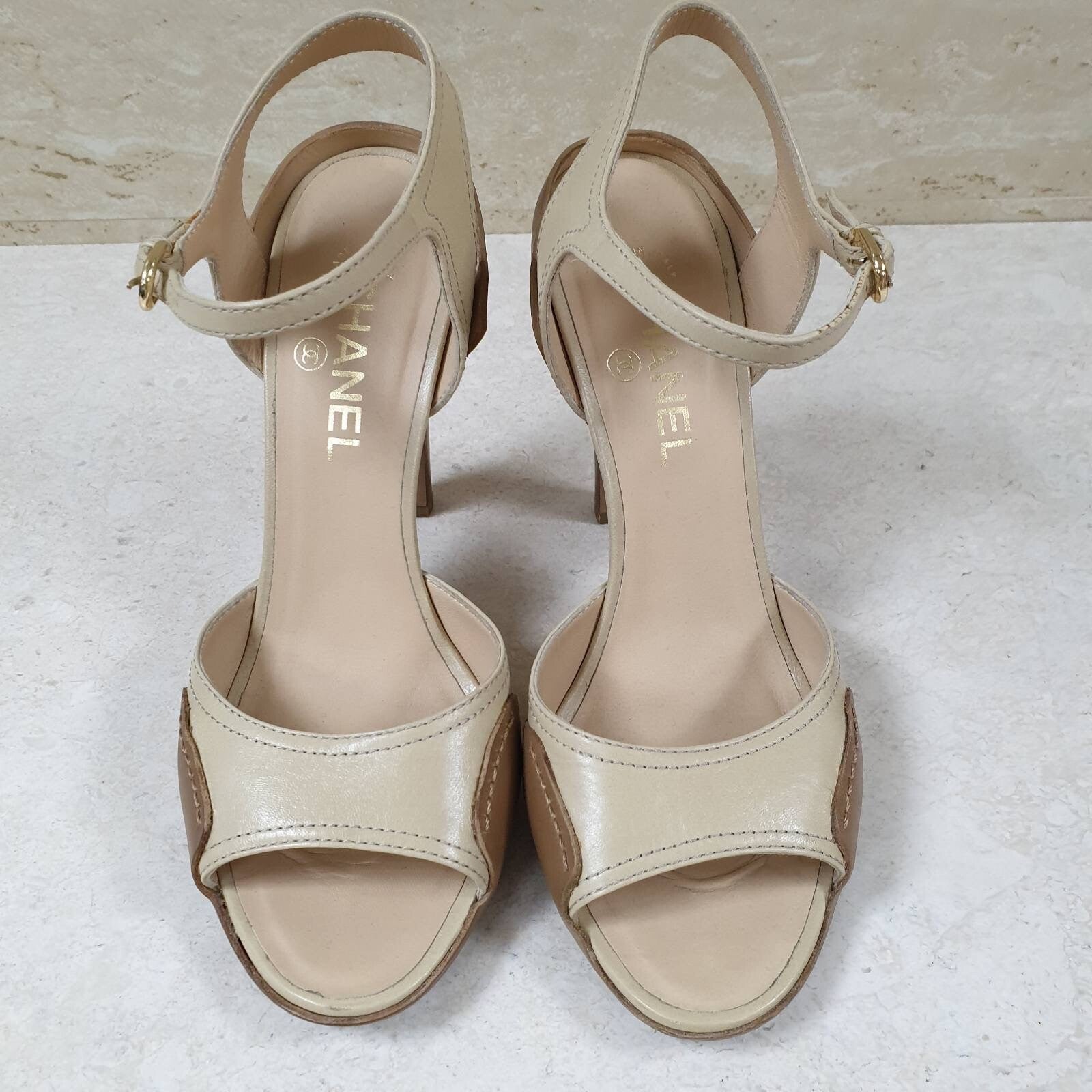 Chanel Beige Brown Slingback Sandal sz.40