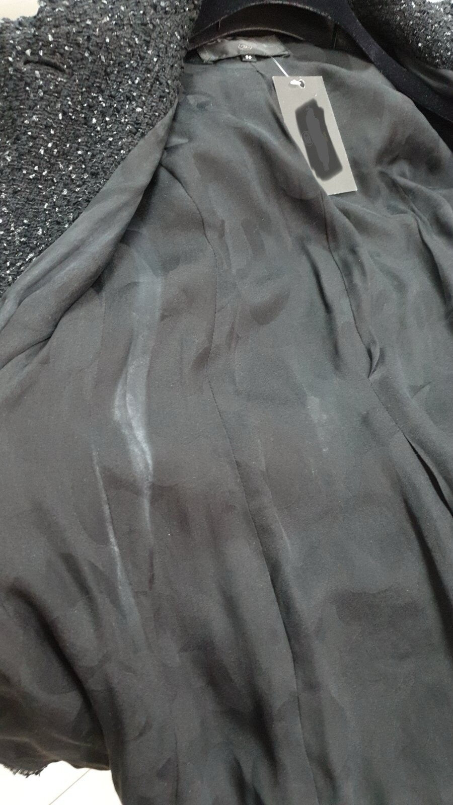 CHANEL 19P BLACK METALLIC CC LOGO BUTTON BLAZER JACKET  Sz.36