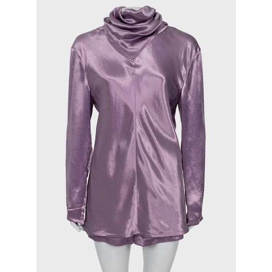 Bottega Veneta Purple Cupro Shorts & Blouse Set IT42 Pre-owned