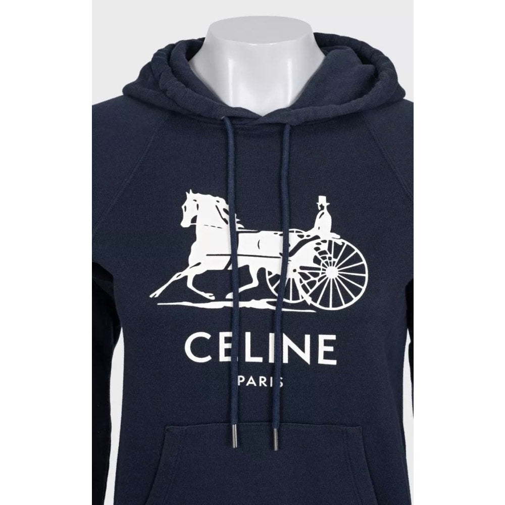 Celine Blue Cotton Cashmere Hoodie - Size XS Pre-owned