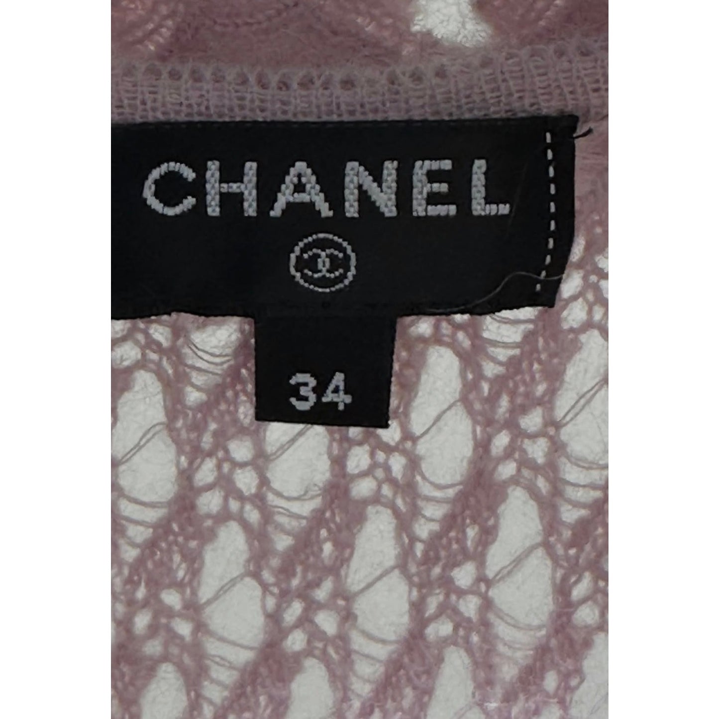 Chanel 17A Pink Flower Trim Embroidery Knit Dress Sz.34 Pre-owned