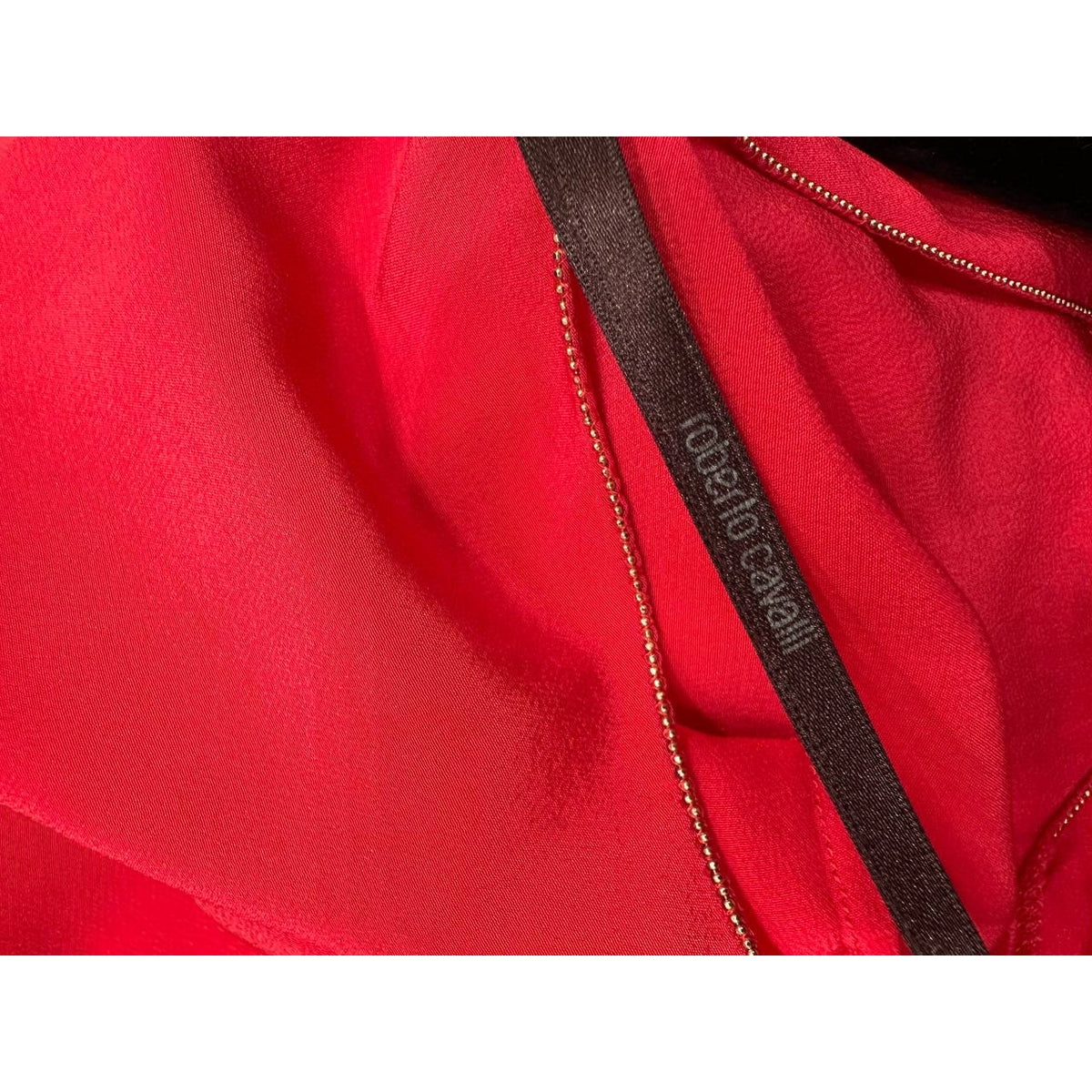 Roberto Cavalli Red Silk Sleeveless Dress, Size 40 pre-owned