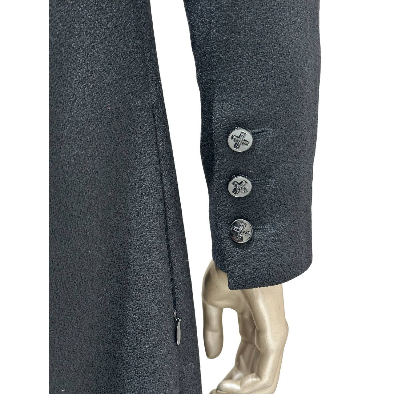 Chanel Black Wool Coat - Silk Lined & Tailored Sz.36 Pre-owned
