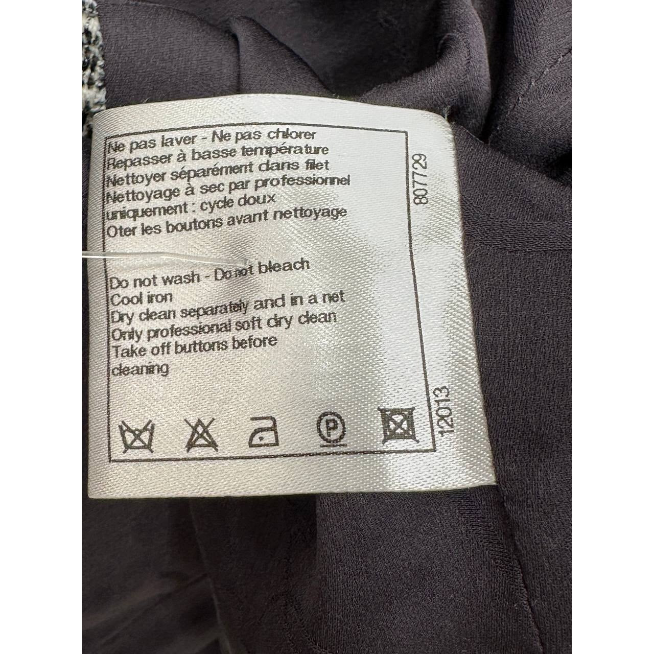 Chanel 2013 Black White Silver Lurex Tweed Jacket - Size S Pre-owned