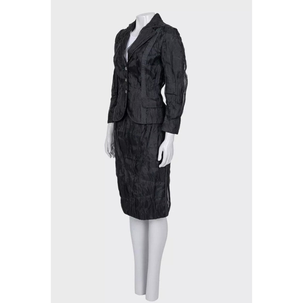 Dolce & Gabbana Black Silk Pleated Suit - IT40/S pre-owned