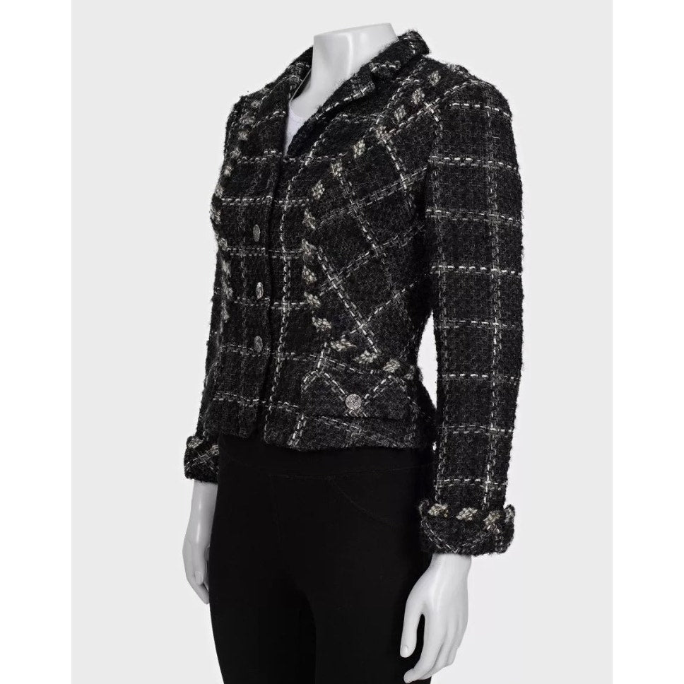 Chanel Vintage Black Tweed Fitted Jacket, Sz 38/M Pre-owned